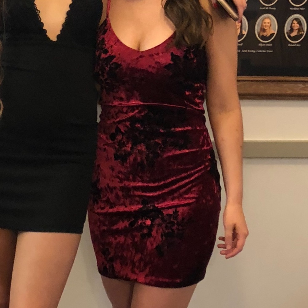 dark pink velvet dress